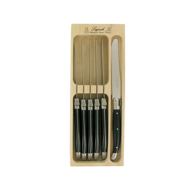 André Verdier Laguiole Debutant Table Knife Set of 6 Black