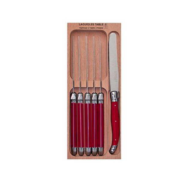 André Verdier Laguiole Debutant Table Knife Set of 6 Red