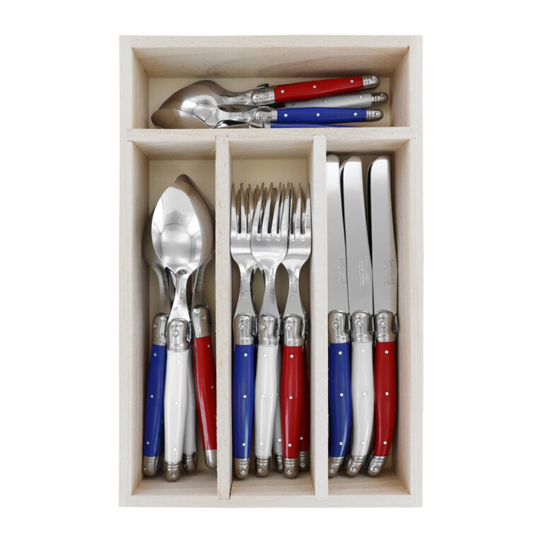 André Verdier Laguiole Debutant Cutlery Tray Set of 24 Tricolour France