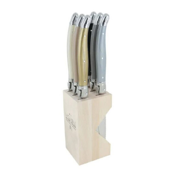 André Verdier Laguiole Debutant Knife Block Set of 6 Neutral