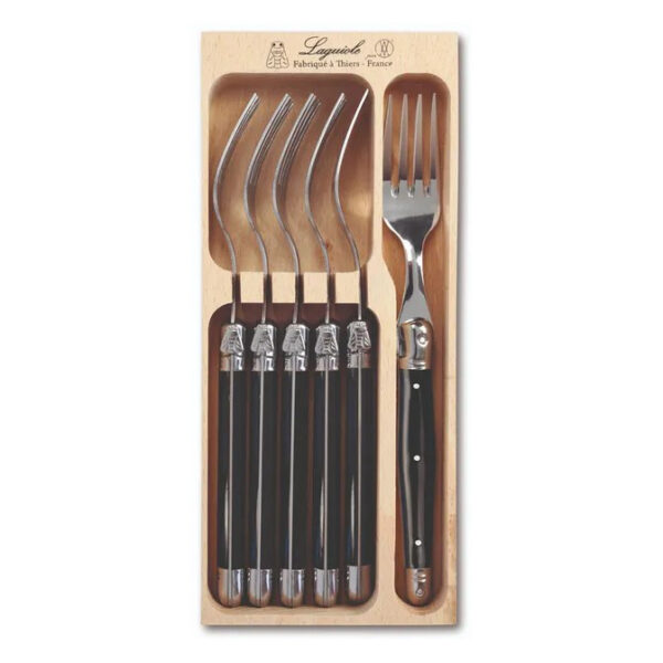 André Verdier Laguiole Debutant Fork Set of 6 Black