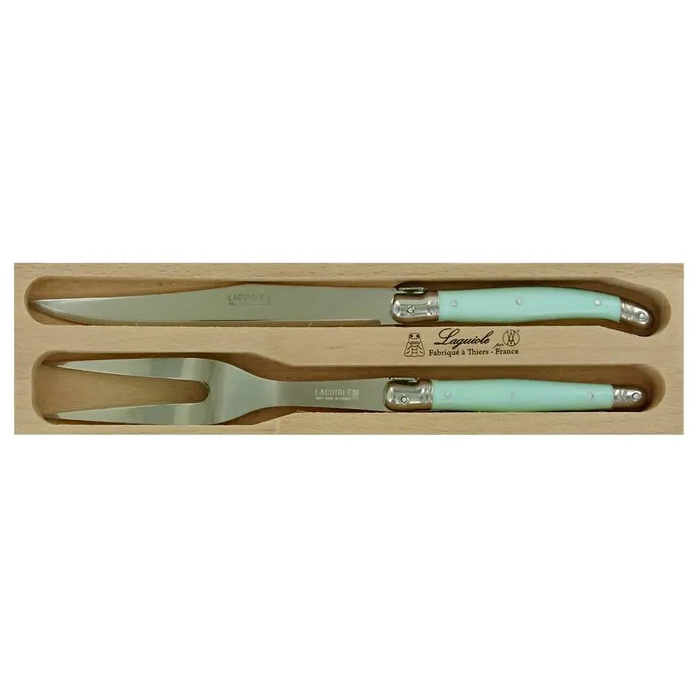 André Verdier Laguiole Debutant Carving Set Pale Green