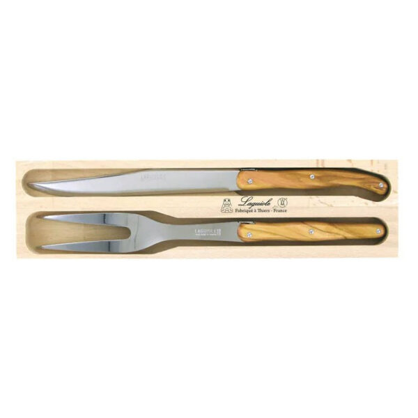 André Verdier Laguiole Debutant Carving Set Olive Wood