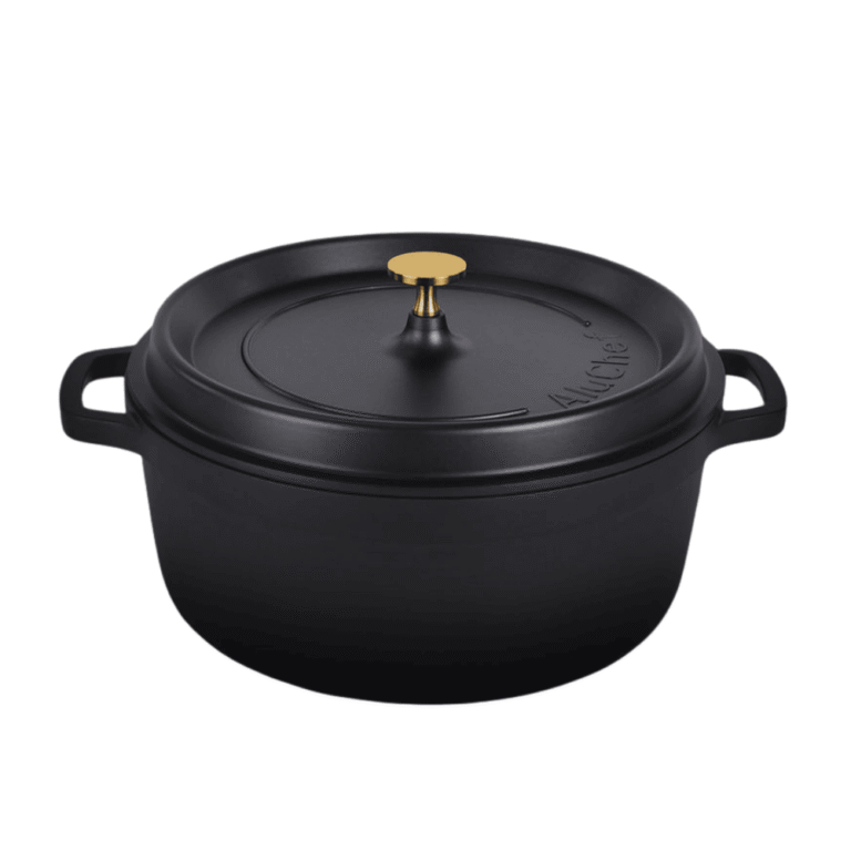 AluChef Round Casserole Matte Black with Gold Knob 28cm