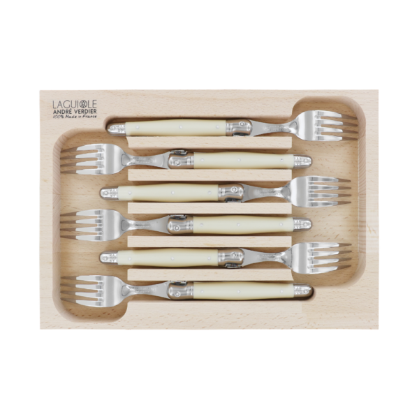André Verdier Laguiole Debutant Fork Set of 6 Ivory