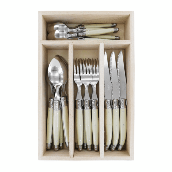 André Verdier Laguiole Debutant Cutlery Set of 24 Ivory