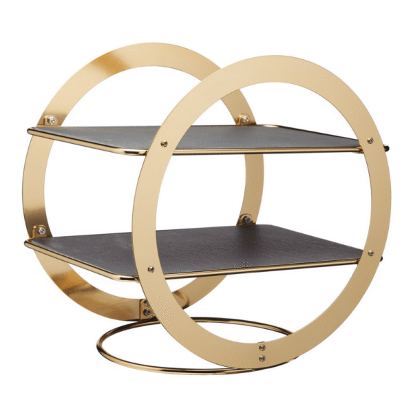 Artesá 2-Tier Brass Serving Stand with Slate Platters