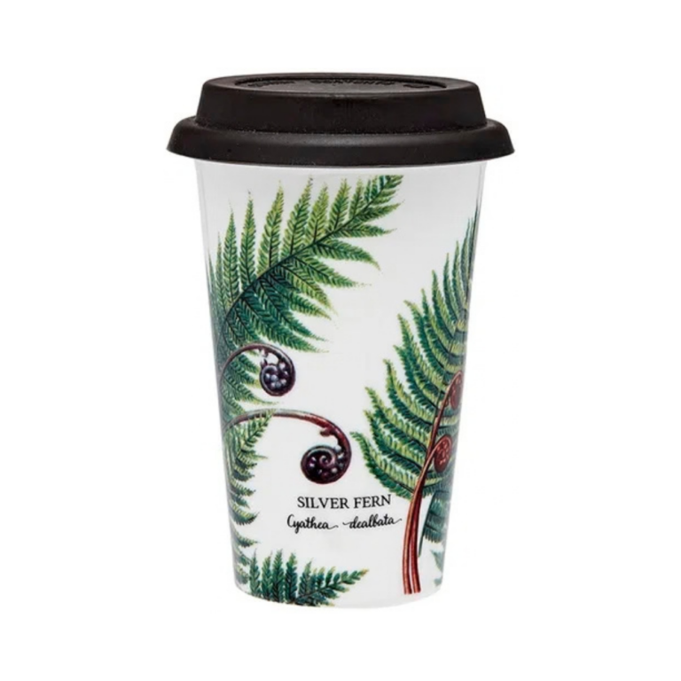 Ashdene New Bone China Travel Mug Silver Fern 270ml