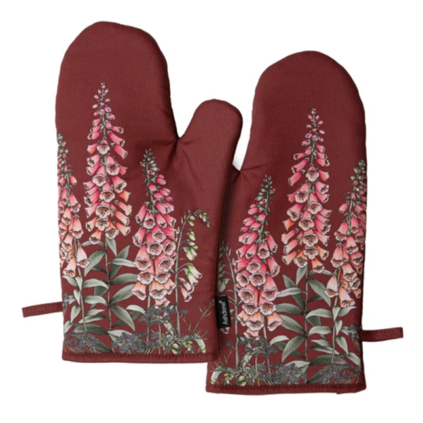 Ashdene Oven Mitt Secret Garden Maroon Set of 2