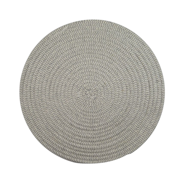 Assemble Demi Round Cotton Placemat Grey & White 37cm