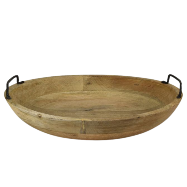 Assemble Erik Wood Bowl with Metal Handles 39cm