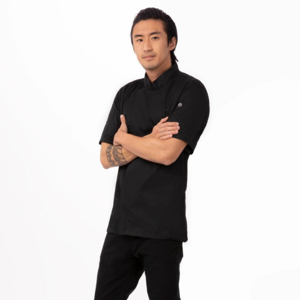 Springfield Mens Zipper Black Chef Jacket (7 Sizes)