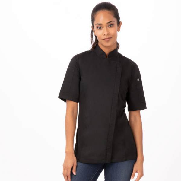 Springfield Women’s Zipper Black Chef Jacket (6 Sizes)