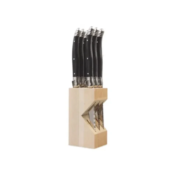 André Verdier Laguiole Debutant Knife Block Set of 6 Black