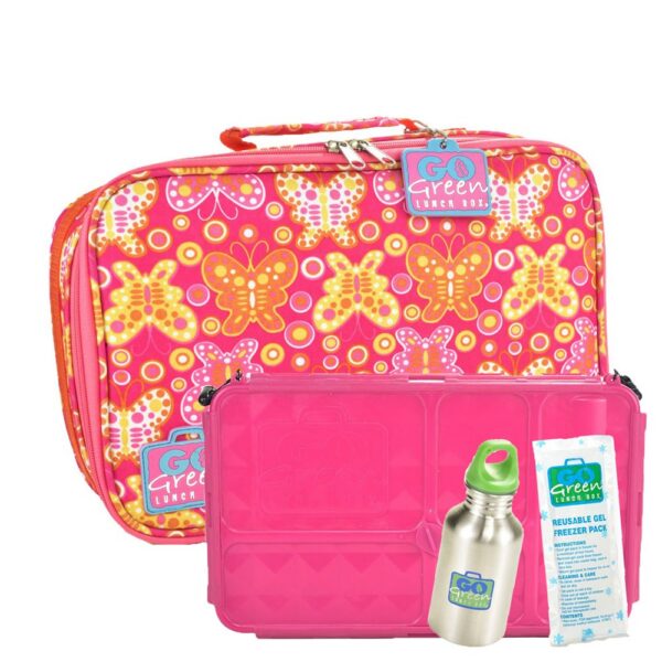Go Green Lunch Box Butterfly Bash Pink Set