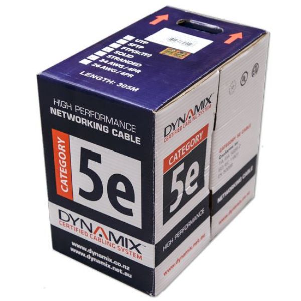 305m Cat5e Blue UTP SOLID Roll 100MHz 24AWGx4P PVC CM UL Rated Jacket