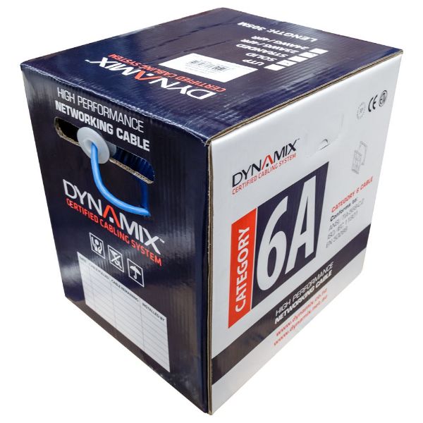 305m Cat6A Blue S/FTP Cable Roll 500MHz 23AWGx4P LSZH Jacket