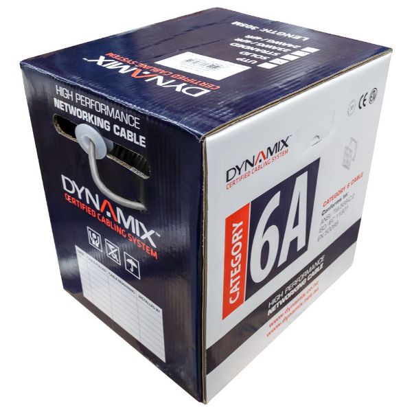 305m Cat6A Grey S/FTP Cable Roll 500MHz 23AWGx4P LSZH Jacket