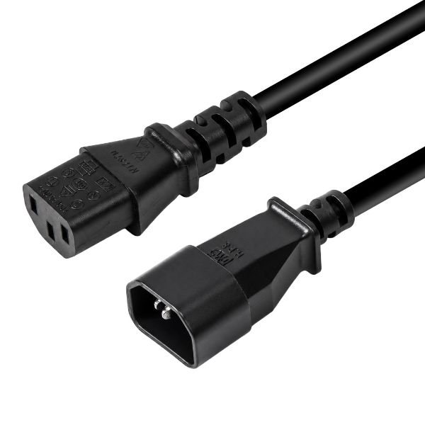 DYNAMIX 0.2M IEC Male to Female 10A SAA Approved Power Cord. (C14 to C13) 1.0mm copper core. BLACK Colour.