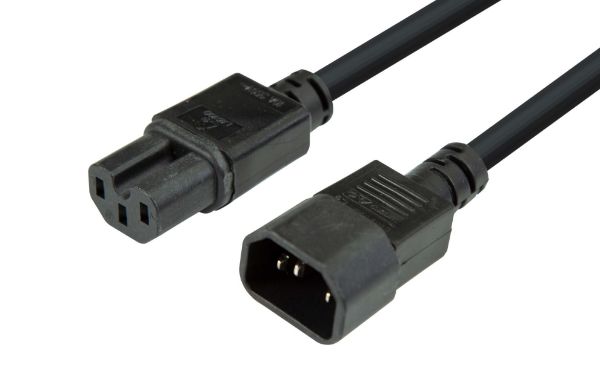 1.8M IEC C14 to Notched C15 10A SAA Approved Power Extension Cable. 1.0mm core.
