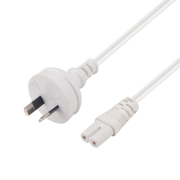 2M 2-Pin plug to C7 Figure 8 connector 7.5A. SAA approved power cord. 0.75mm copper core