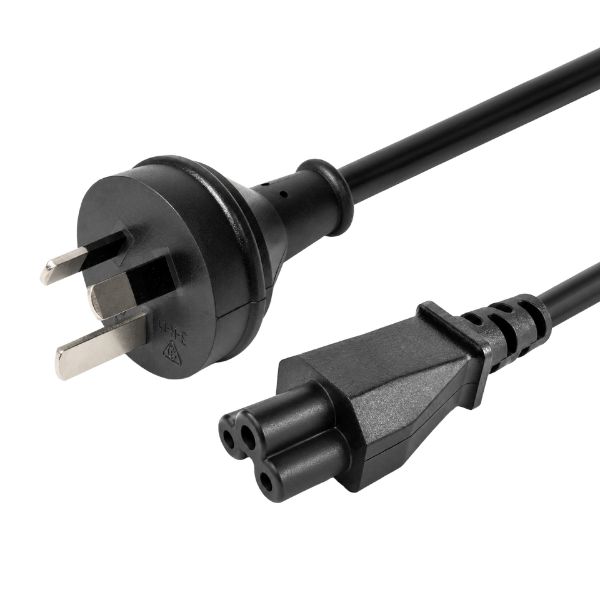 2M 3-Pin to C5 Clover Shaped Female Connector 7.5A. SAA approved Power Cord 0.75mm