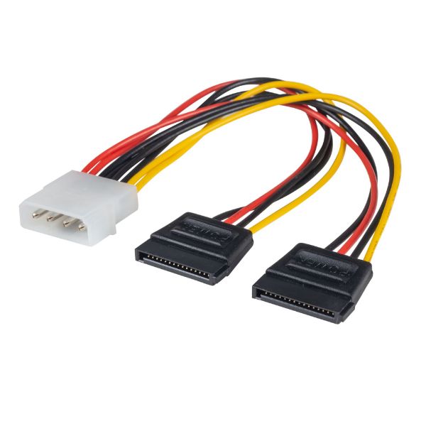 Dual Port Serial ATA Power Splitter Cable Converts 5.25'' Power Connector to 2x SATA