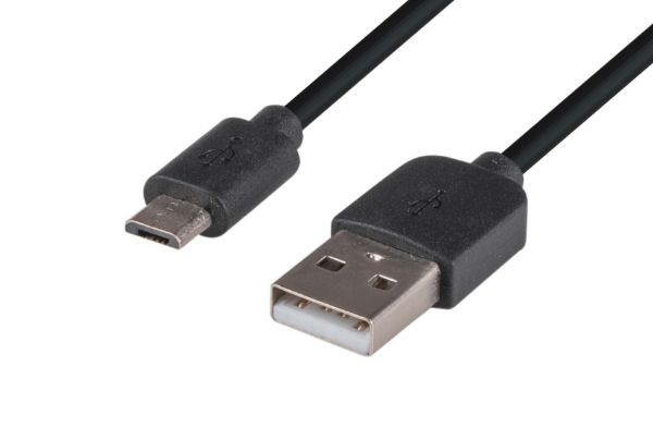 3m USB 2.0 Micro-B Male to USB-A Male Connectors Colour Black