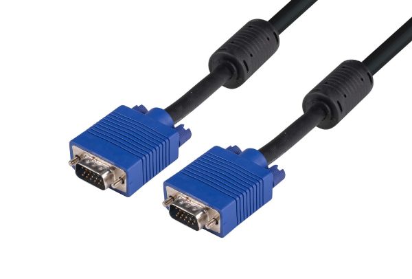 5m VESA DDC1 & DDC2 VGA Male/Male Cable - Moulded BLACK Colour Coaxial Shielded