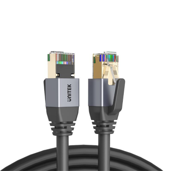 2M CAT8 Black SSTP 26AWG Patch Lead in PVC Jacket Supports 40 Gigabit Ethernet