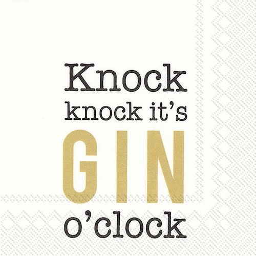 IHR Cocktail Napkin Knock It’s Gin O’Clock
