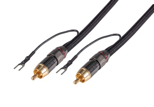 6m Coaxial Subwoofer Cable RCA Male to Male w/ Grounding Spade Connectors
