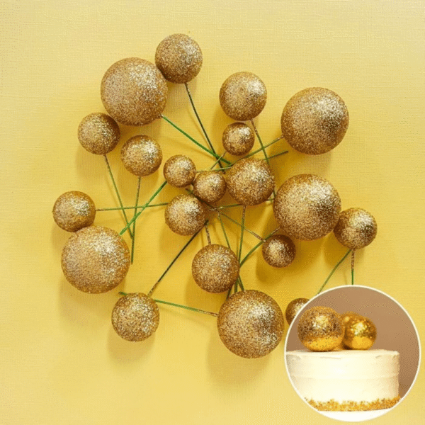Cake Craft Wish Ball Decoration 20 Pack Gold Glitter
