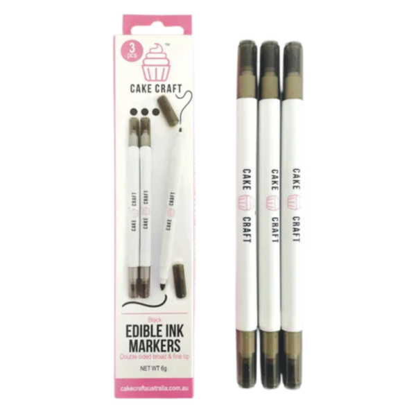 Cake Craft Edible Ink Markers Black Set of 3