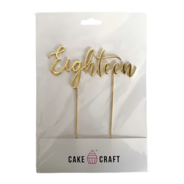 Cake Craft Gold Metal Cake Topper Eighteen 12cm