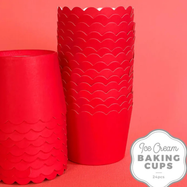 Cake Craft Ice Cream Baking Cups 24 Pack Red