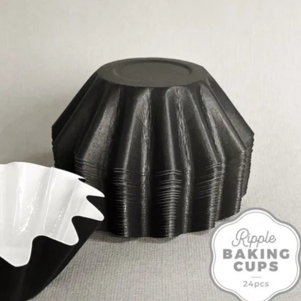 Cake Craft Ripple Baking Cups 24 Pack Black