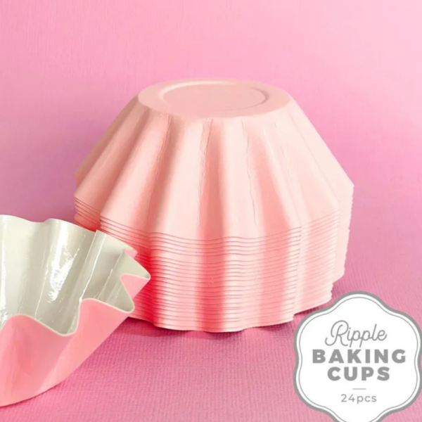Cake Craft Ripple Baking Cups 24 Pack Pink
