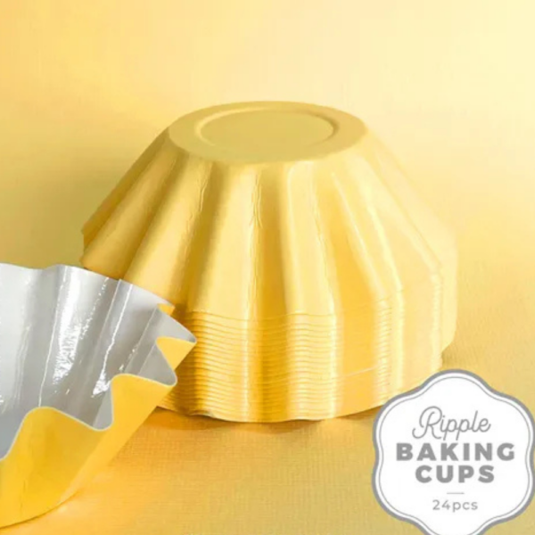 Cake Craft Ripple Baking Cups 24 Pack Yellow