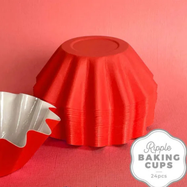 Cake Craft Ripple Baking Cups 24 Pack Red