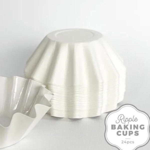 Cake Craft Ripple Baking Cups 24 Pack White