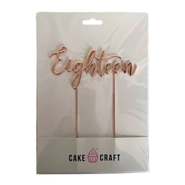 Cake Craft Rose Gold Metal Cake Topper Eighteen