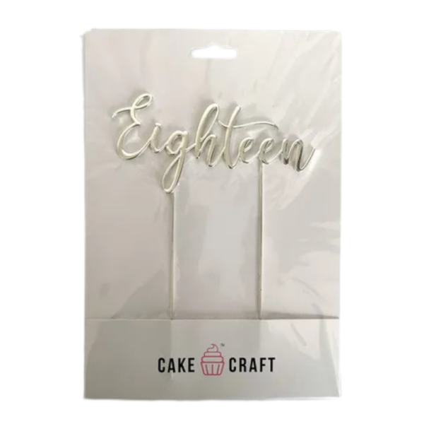 Cake Craft Silver Metal Cake Topper Eighteen 12cm