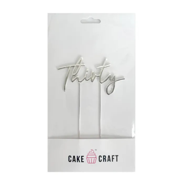Cake Craft Silver Metal Cake Topper Thirty 12cm