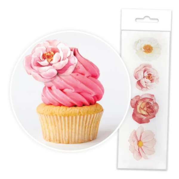 Cake Craft Wafer Toppers Pack of 16 Assorted Flowers
