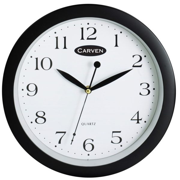 Carven Round Wall Clock, 300mm Dia - Black