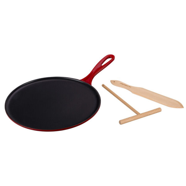 Le Creuset Cast Iron Crepe Pan 27cm Rateau & Spatula (2 Colours)