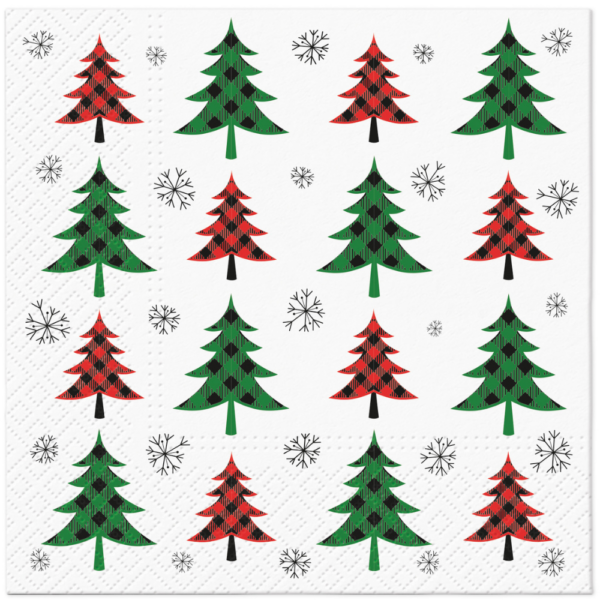 PAW Decor Lunch Napkin Christmas Tree Check