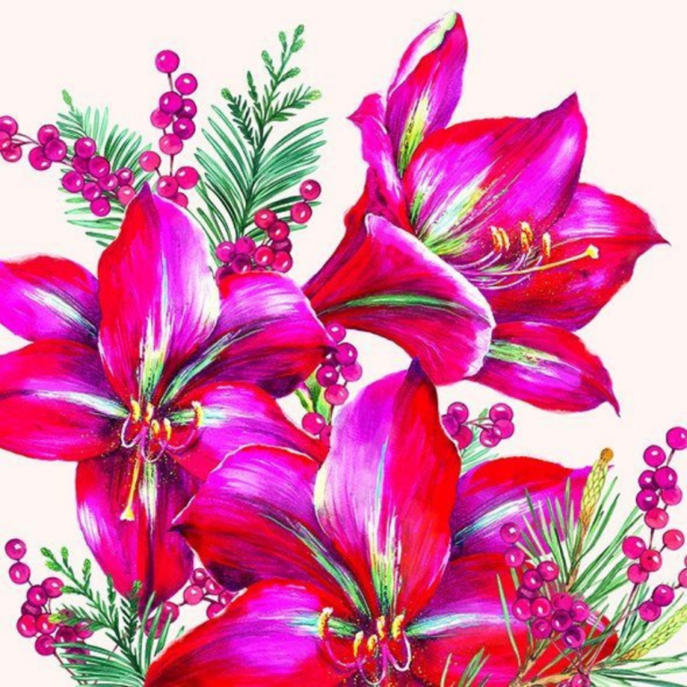 IHR Cocktail Napkin Classic Amaryllis Cream