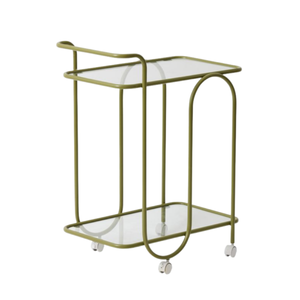 Coast to Coast Home Trinity Metal Bar Cart Olive 82cm